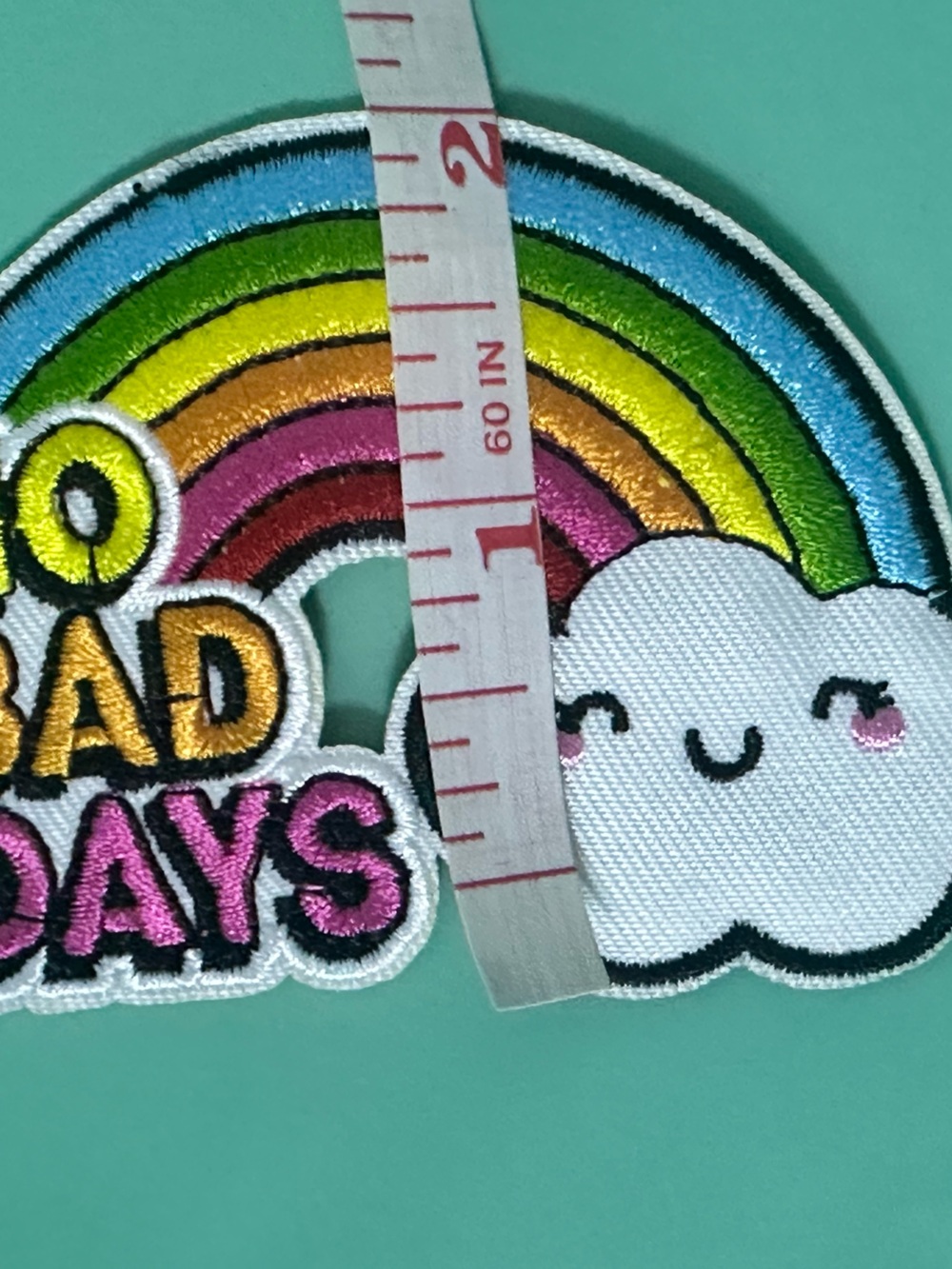 New No Bad Days Rainbow Smiley Cloud Positivity Happy Embroidered Iron On Patch - Picture 10 of 10